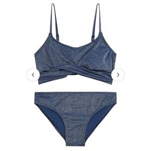 Kanu‎ Surf Girls Size 8 Blue Gracie Beach Sport UPF 50 Sparkle Bikini NWT